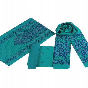 Teal Green Voile Printed Salwar Kameez Set
